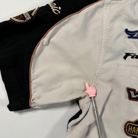 Harley-Davidson Shirt Mens XL Black White Embroidered Button Pit Crew Motorcycle - Picture 6 of 8